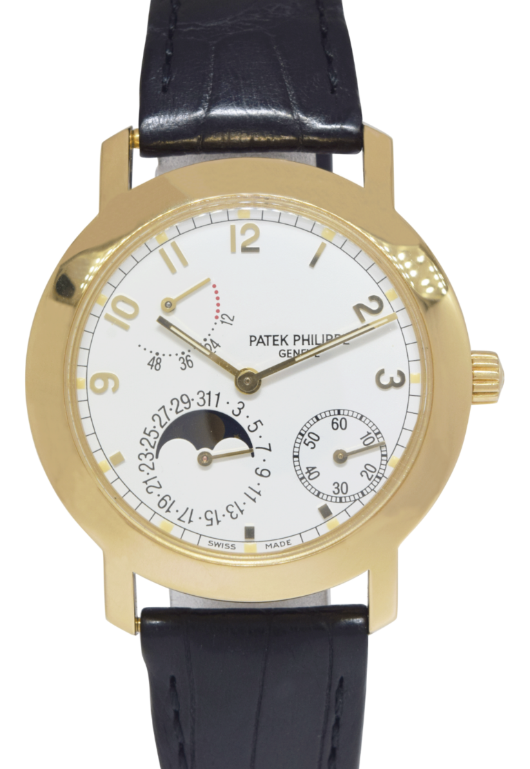 Patek Philippe Complications 18k Yellow Gold Power Reserve Moon Mens Watch 5055J