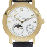 Patek Philippe Complications 18k Yellow Gold Power Reserve Moon Mens Watch 5055J