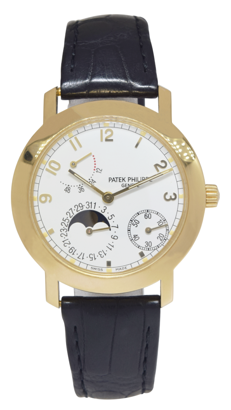 Patek Philippe Complications 18k Yellow Gold Power Reserve Moon Mens Watch 5055J