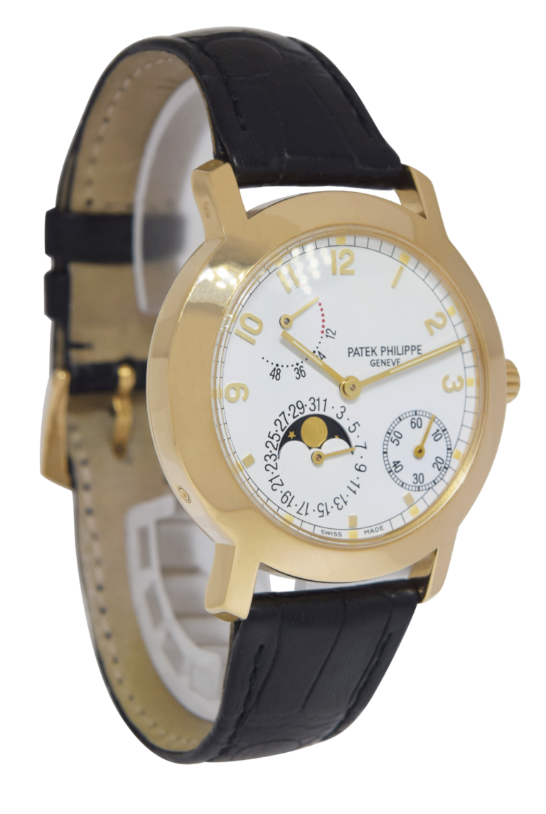 Patek Philippe Complications 18k Yellow Gold Power Reserve Moon Mens Watch 5055J