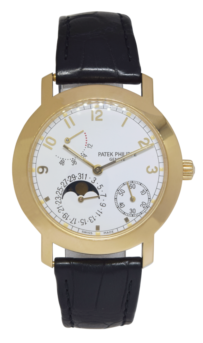 Patek Philippe Complications 18k Yellow Gold Power Reserve Moon Mens Watch 5055J