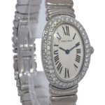 Cartier Baignoire 18k White Gold Diamond Bezel Ladies Quartz Watch WB5097L2 1955