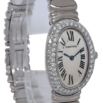 Cartier Baignoire 18k White Gold Diamond Bezel Ladies Quartz Watch WB5097L2 1955