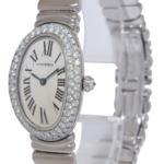 Cartier Baignoire 18k White Gold Diamond Bezel Ladies Quartz Watch WB5097L2 1955