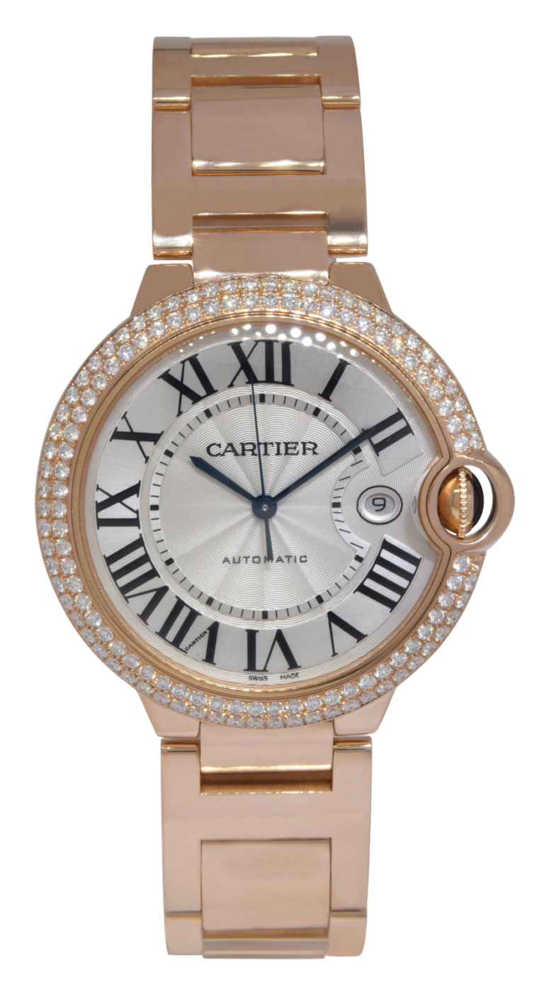 Cartier Ballon Bleu 42mm 18k Rose Gold Diamond Automatic Watch WE9008Z3 2999