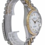 Rolex Datejust 18k Yellow Gold/Steel White Roman Dial Mens 36mm Watch R 16233