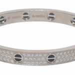 Cartier Love Diamond Paved Ceramic 18k White Gold Bracelet 17 B/P 2023 N6032417