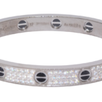 Cartier Love Diamond Paved Ceramic 18k White Gold Bracelet 17 B/P 2023 N6032417