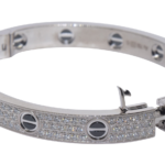 Cartier Love Diamond Paved Ceramic 18k White Gold Bracelet 17 B/P 2023 N6032417