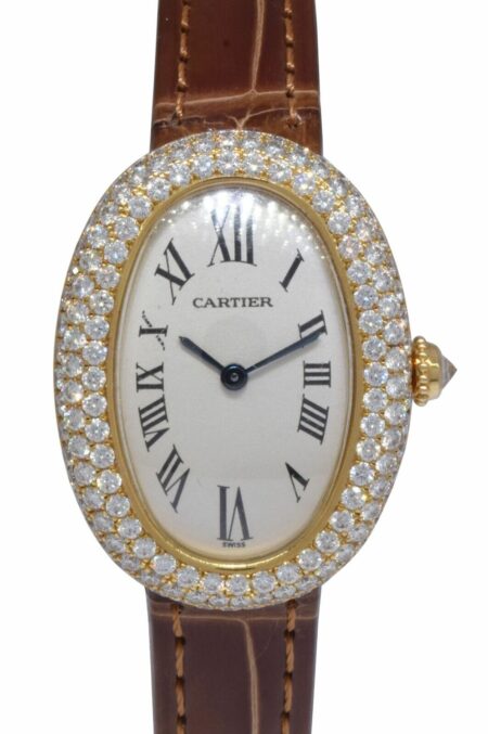 Cartier Baignoire Mini 18k Yellow Gold 
Diamond Ivory Dial Ladies Watch 1954