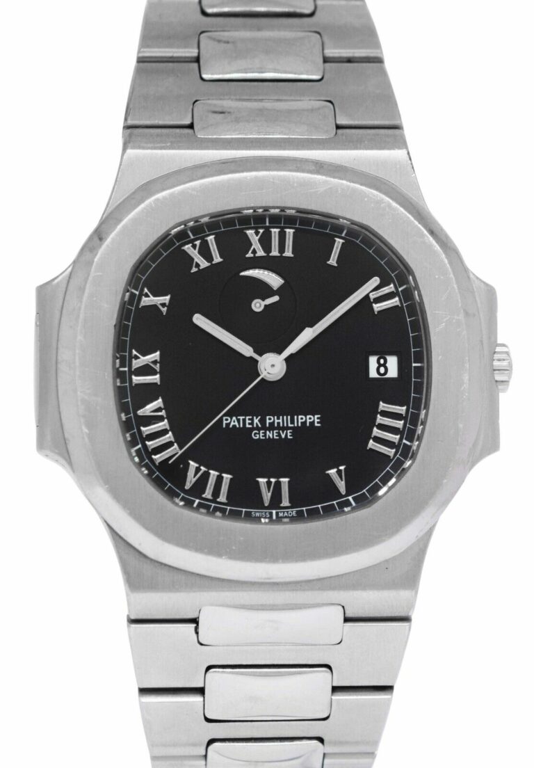 Patek Philippe Nautilus Jumbo Steel Black Power Reserve 42mm Watch B/P 3710/1A