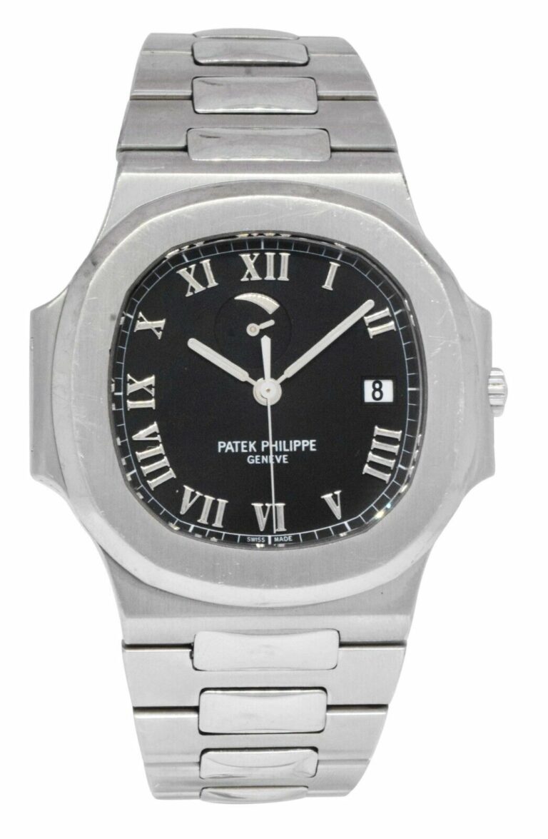 Patek Philippe Nautilus Jumbo Steel Black Power Reserve 42mm Watch B/P 3710/1A