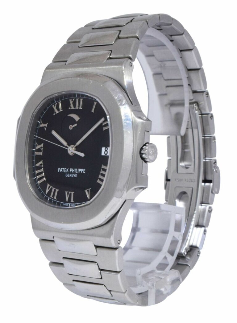 Patek Philippe Nautilus Jumbo Steel Black Power Reserve 42mm Watch B/P 3710/1A