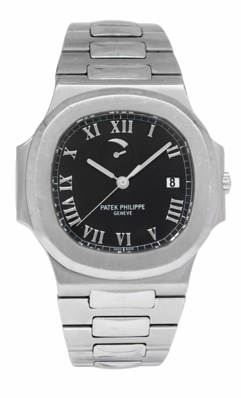 Patek Philippe Nautilus Jumbo Steel Black Power Reserve 42mm Watch B/P 3710/1A