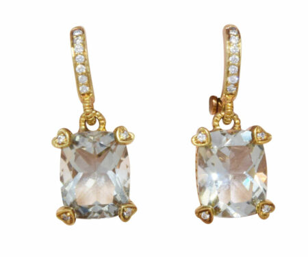 Judith Ripka 18K Diamond 
Prasiolite Earrings New