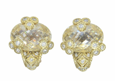 Judith Ripka Ladies 18K Gold Crystal 
Diamond Earrings