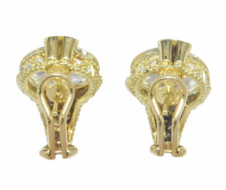 Judith Ripka Ladies 18K Gold Crystal & Diamond Earrings