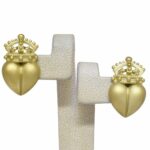 Kieselstein Cord Iconic Heart 
Crown 18k Yellow Gold Earrings 1987