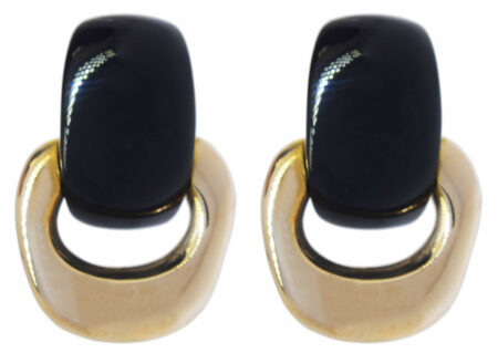 Knocker Earrings 14k Yellow Gold 
Onyx