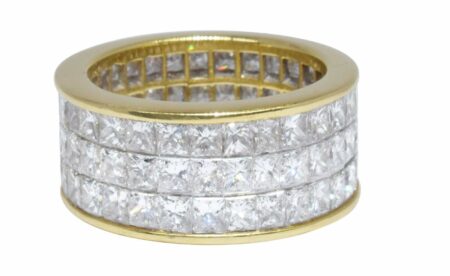 Ladies 18k Yellow Gold 
6.96 CT Diamond Ring 5.25 QUAD