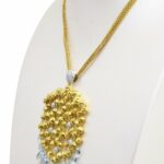 Ladies Necklace 18k Yellow Gold Diamonds 
Aquamarines