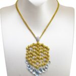 Ladies Necklace 18k Yellow Gold Diamonds 
Aquamarines