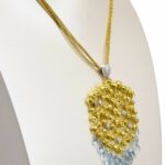 Ladies Necklace 18k Yellow Gold Diamonds 
Aquamarines