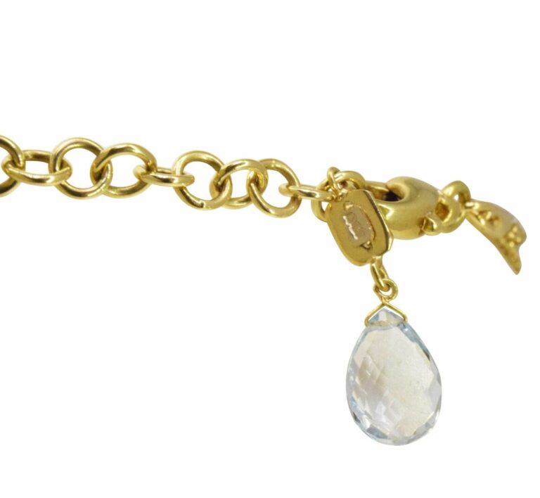 Ladies Necklace 18k Yellow Gold Diamonds 
Aquamarines