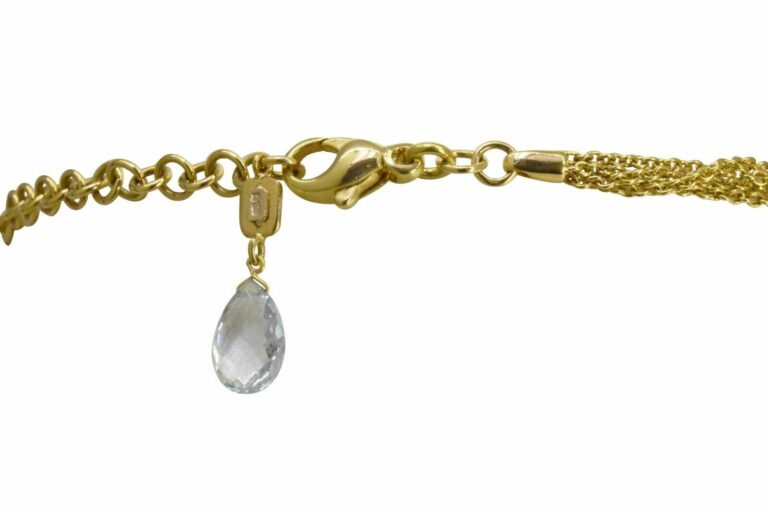 Ladies Necklace 18k Yellow Gold Diamonds 
Aquamarines