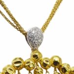 Ladies Necklace 18k Yellow Gold Diamonds 
Aquamarines