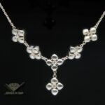 Marlene Stowe Flower Motif 18k White Gold Diamond Necklace Chain 16"