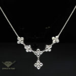 Marlene Stowe Flower Motif 18k White Gold Diamond Necklace Chain 16"