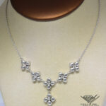 Marlene Stowe Flower Motif 18k White Gold Diamond Necklace Chain 16"