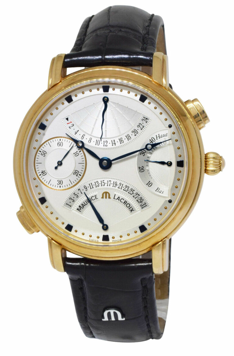 Maurice Lacroix Masterpiece Retrograde 18k YG Silver Dial Mens Watch/Box MP7018