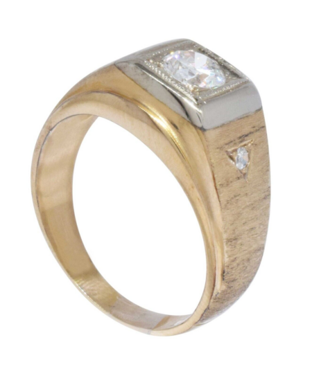 Mens 14k  Gold Two Toned Diamond Ring 10.5