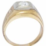 Mens 14k  Gold Two Toned Diamond Ring 10.5