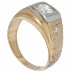 Mens 14k  Gold Two Toned Diamond Ring 10.5