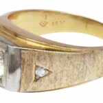 Mens 14k  Gold Two Toned Diamond Ring 10.5