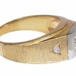 Mens 14k  Gold Two Toned Diamond Ring 10.5