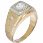 Mens 14k  Gold Two Toned Diamond Ring 10.5