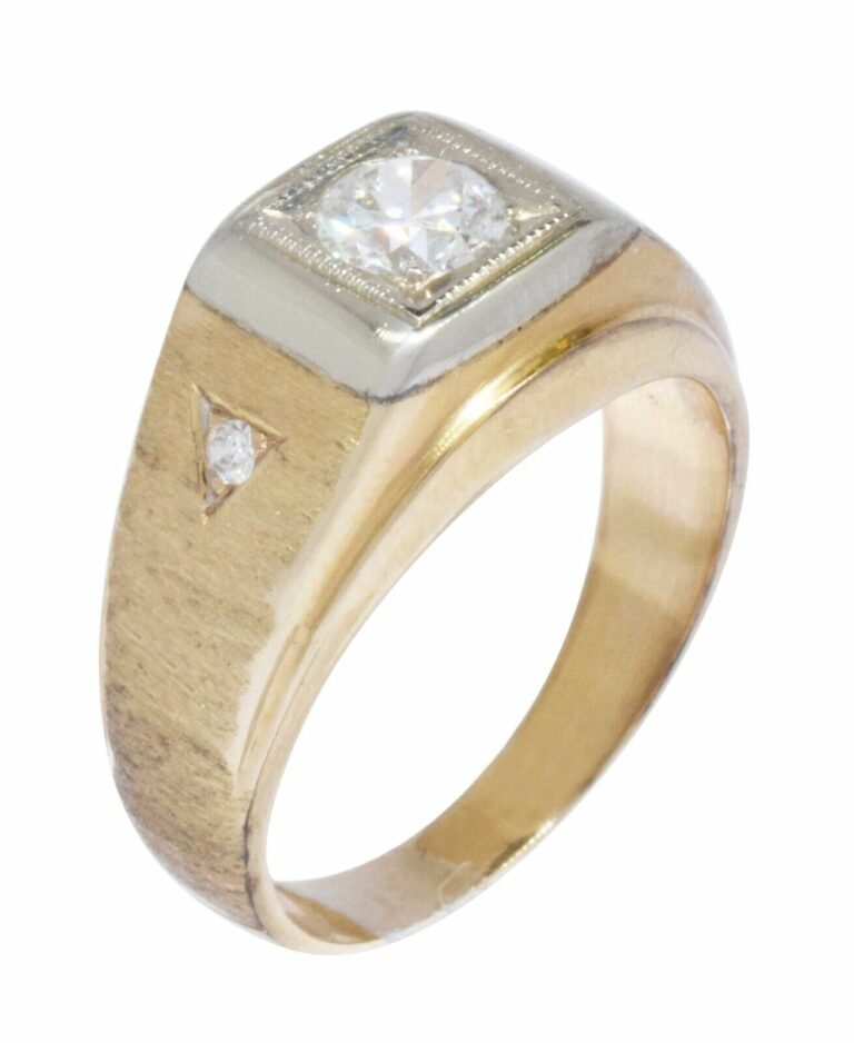 Mens 14k  Gold Two Toned Diamond Ring 10.5