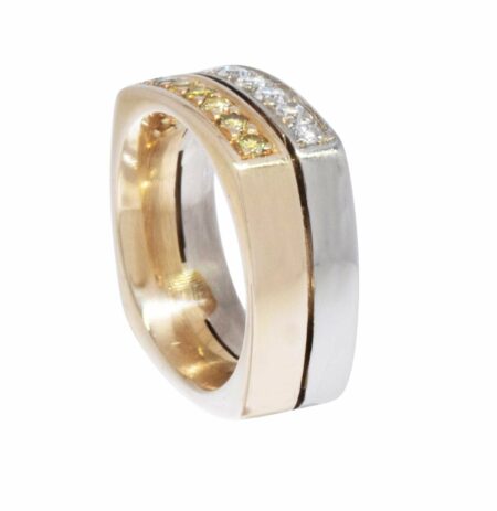 Mens Diamond Ring 14k White & Yellow Gold Two Tone 6.25