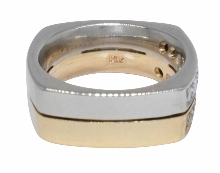 Mens Diamond Ring 14k White 
Yellow Gold Two Tone 6.25