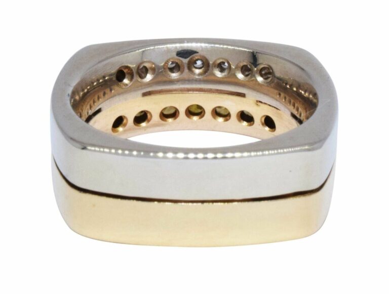 Mens Diamond Ring 14k White 
Yellow Gold Two Tone 6.25