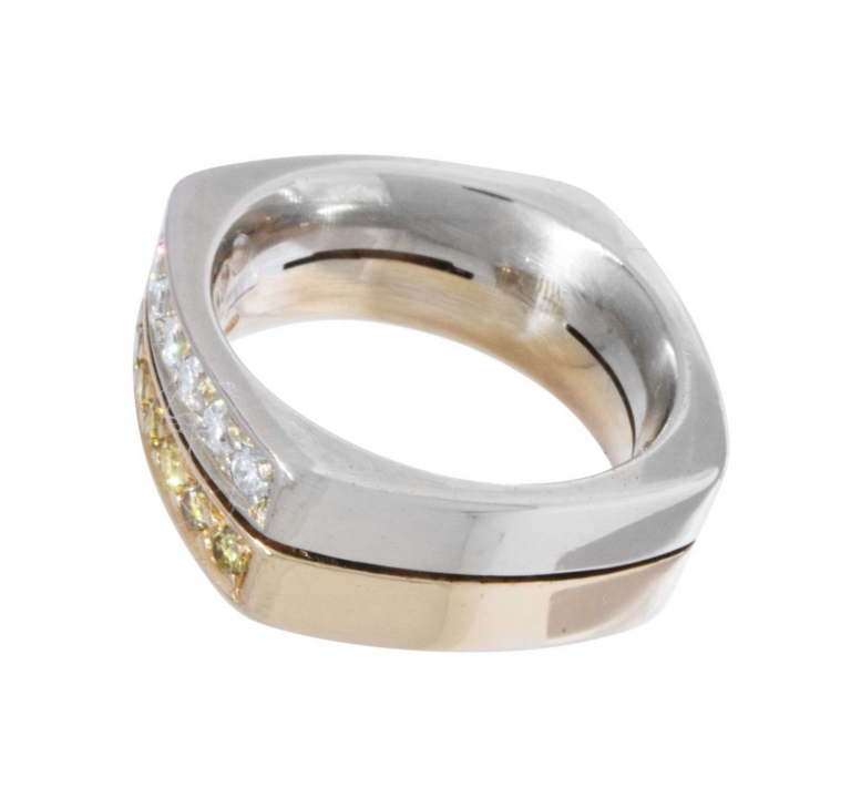 Mens Diamond Ring 14k White 
Yellow Gold Two Tone 6.25