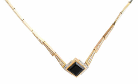 Necklace 14k Yellow Gold Onyx 
2.10 Carat Diamond