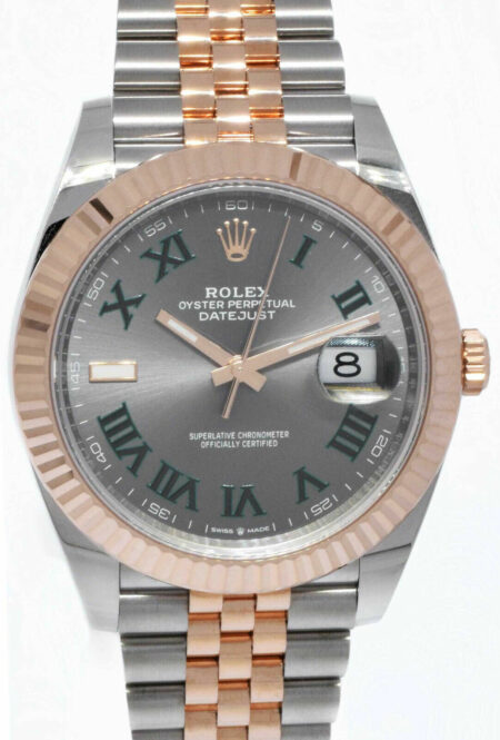 NEW Rolex Datejust 41 18k RG/Steel Wimbledon Gray Dial  Watch '23 B/P 126331