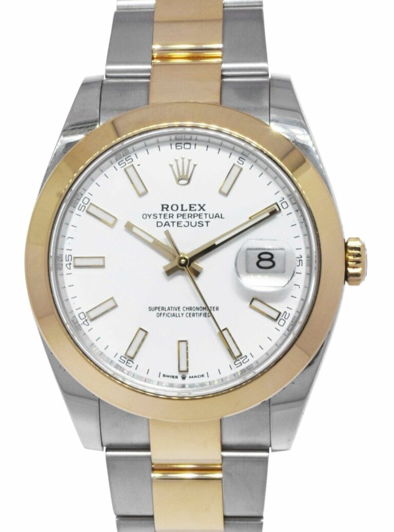 NEW Rolex Datejust 41 18k Yellow Gold/Steel White Dial Mens Watch B/P '22 126303