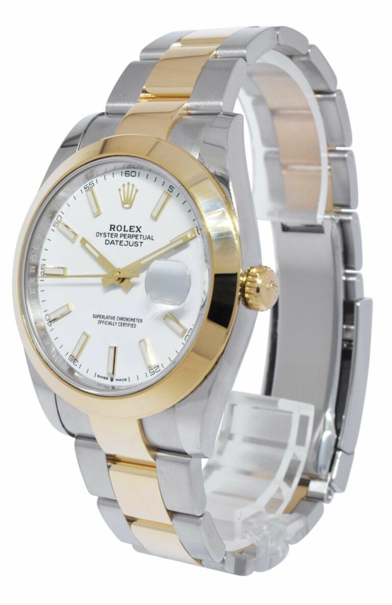 NEW Rolex Datejust 41 18k Yellow Gold/Steel White Dial Mens Watch B/P '22 126303