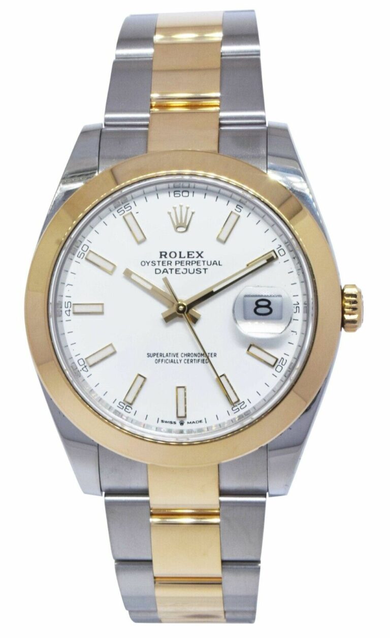 NEW Rolex Datejust 41 18k Yellow Gold/Steel White Dial Mens Watch B/P '22 126303